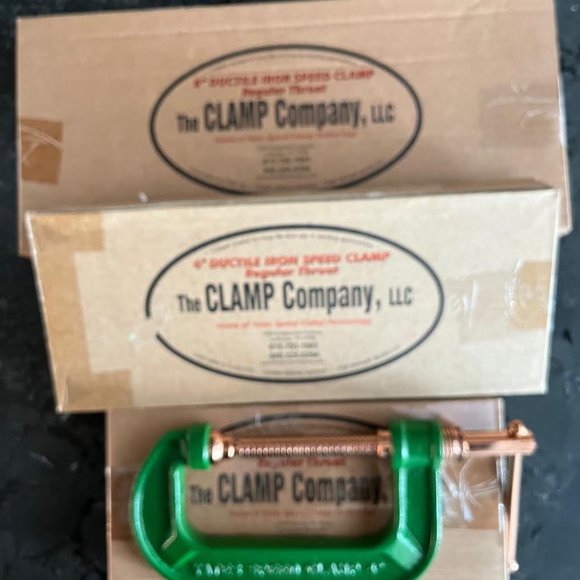 NEW Set of (3) C-Clamps - 4", 6" & 8" Ductile Iron Speed Clamp, Copper Coated - Picture 1 of 5